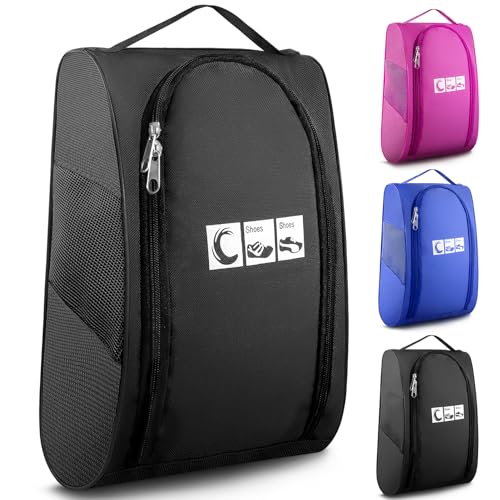 Ailaka Portable Oxford Travel Shoe Bag, Waterproof Shoe Packing Storage Organizer with Zipper Closure - color: Black