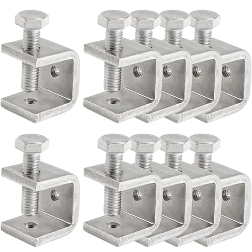 Mini C Clamps Stainless Steel 0.83 Inch for Working, Heavy Duty Small U Clamps for Metal Mounting, Universal Desk Clamp with Stable Wide Jaw Opening/I-Beam Design (10pcs) - color: 13/16 In-10pcs-21mm