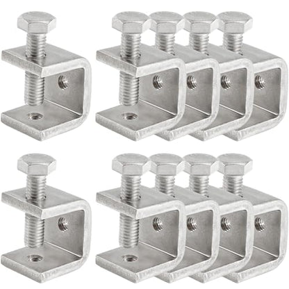 Mini C Clamps Stainless Steel 0.83 Inch for Working, Heavy Duty Small U Clamps for Metal Mounting, Universal Desk Clamp with Stable Wide Jaw Opening/I-Beam Design (10pcs) - color: 13/16 In-10pcs-21mm
