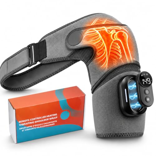 Triple Method Shoulder Massager for Deep Tissue, 5000mAh Cordless Wearable Vibration Heated Shoulder Brace for Muscle Massage Home & Outdoor (LightGray)