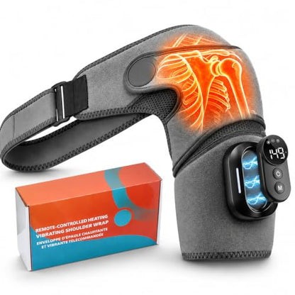 Triple Method Shoulder Massager for Deep Tissue, 5000mAh Cordless Wearable Vibration Heated Shoulder Brace for Muscle Massage Home & Outdoor (LightGray)