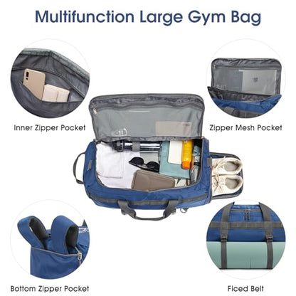 G4Free Gym Bag for Women Men Duffle Backpack with Shoe Compartment Water Resistant Travel Weekender Bag - color: Blue
