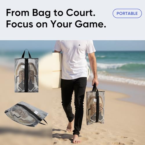 VUSIGN Travel Shoe Bag, Water-Resistant Shoe Pouch for Gym and Sport, Odor-Resistant Soccer Cleats Bag (Gray, 1-Pack) - size: Standard Size, style: 1 Pc