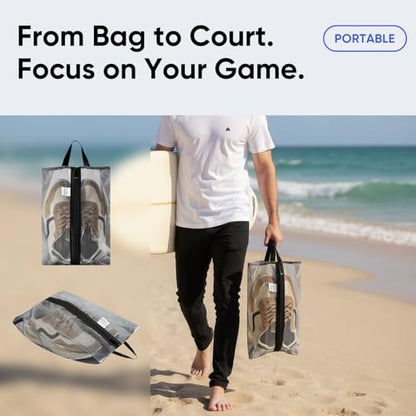 VUSIGN Travel Shoe Bag, Water-Resistant Shoe Pouch for Gym and Sport, Odor-Resistant Soccer Cleats Bag (Gray, 1-Pack) - size: Standard Size, style: 1 Pc