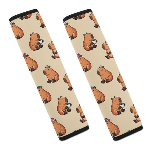 2 Piece Capybaras Art Seat Belt Shoulder Pad Universal Soft and Comfortable Automotive Seat Belt Protector for Elderly Support, Most Cars, Comfortable Driving - color: Pattern 1064