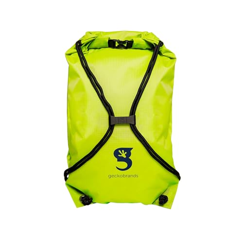geckobrands Embark 10L Drawstring Backpack – Waterproof, Lightweight Dry Bag for Beach, Hiking, and Light Water Activities - color: Green/Navy