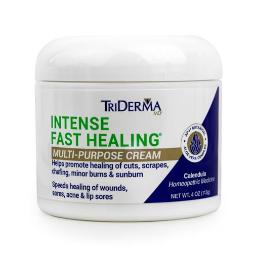 TriDerma Intense Fast Healing Cream, Decreases Healing Time for Minor Irritations, Rashes, Scrapes, Cuts 4 Ounces - size: 4 Ounce (Pack of 1)