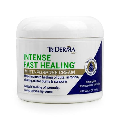 TriDerma Intense Fast Healing Cream, Decreases Healing Time for Minor Irritations, Rashes, Scrapes, Cuts 4 Ounces - size: 4 Ounce (Pack of 1)