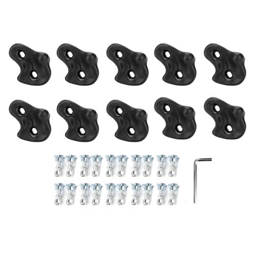 Pilipane Rock Climbing Holds PE Ergonomic Comfortable Hand Feeling Climbing Wall Grips for Indoor Outdoor Kids Adults 10PCS (Black) - color: Black