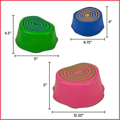 edxeducation Step-a-Trail | Stumps | Set of 3 Stepping Stones | Obstacle Course for Kids | Indoor and Outdoor | Build Gross Motor Skills | for Ages 18M+ - style: Stumps