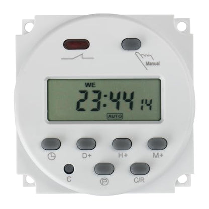 Baomain Time Switch Relay,Digital LCD Programmable Timer,12V DC/AC Input,200-250V 16A Output,28 Programs Daily/Weekly Schedule,CN101A for Lighting and Equipment Control - size: Timer without Cover