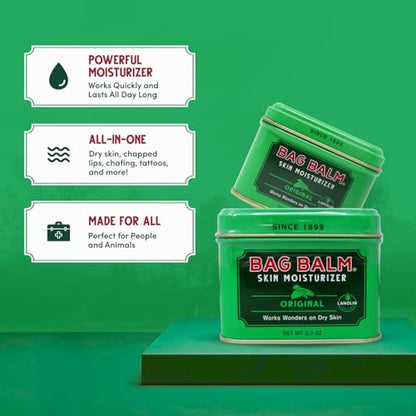 Bag Balm Vermont's Original Hand Moisturizer, Hand Balm for Dry Skin, Cracked Hands, Heels & Dry Hands Treatment, For Dogs and More Ointment, Lotion - 8oz Tin, 3 Pack - size: 8 Ounce (Pack of 3)