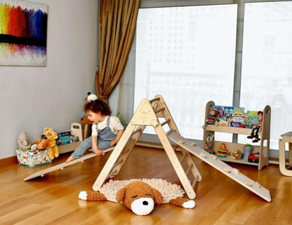 Montessori Climbing Triangle | Wooden Indoor Climbing Frame for Kids & Toddlers | Montessori Climbing Structure | Montessori Play Structure Wooden Activity Triangle (Triangle + 2 Ramps) - style: Triangle + 2 Ramps