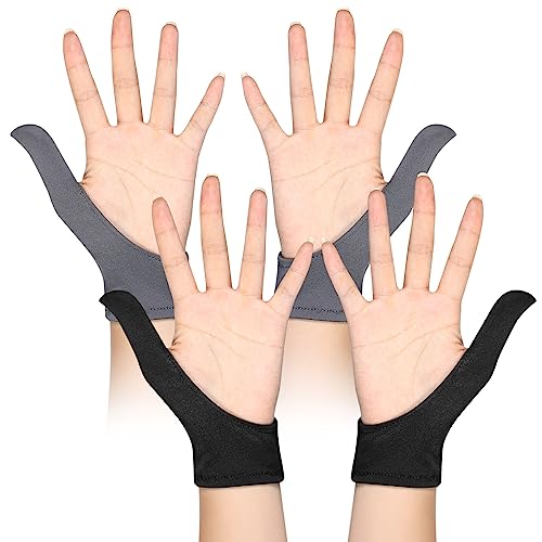 Ramede 2 Pairs Adult Thumb Guard Habit Stop Thumb Sucking Black and Grey Finger Guard Glove for Helping Stop Hair Pulling and Skin Picking