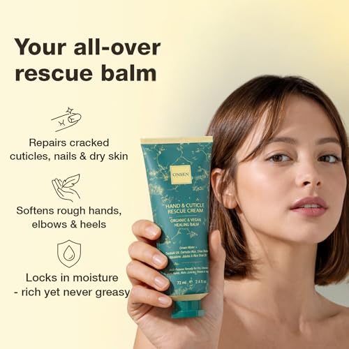 Onsen Hand & Cuticle Rescue Cream | Organic Nail Strengthener & Balm | Dry, Cracked Hands, Elbows & Feet | Shea Butter, Tsubaki & Jojoba Oil | Nail Repair & Growth, Vegan - 1 Pack (2.4 fl. oz) - size: 2.4 Ounce (Pack of 1)