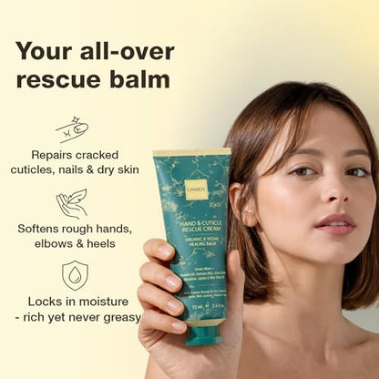Onsen Hand & Cuticle Rescue Cream | Organic Nail Strengthener & Balm | Dry, Cracked Hands, Elbows & Feet | Shea Butter, Tsubaki & Jojoba Oil | Nail Repair & Growth, Vegan - 1 Pack (2.4 fl. oz) - size: 2.4 Ounce (Pack of 1)