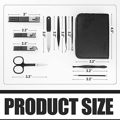 WOAMA Manicure Set - 10 in 1 Pedicure Kit Nail Clippers with Black Bag Manicure Kit Nail Kit Manicure Tools for Women Men - color: Black