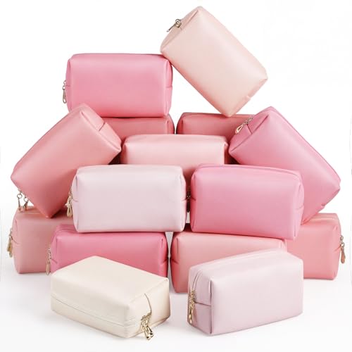 Kigeli Aesthetic Makeup Bags PU Leather Cosmetic Pouches Waterproof Plain Toiletry Bags Makeup Pouches Bulk for Women Party Gift Travel Storage Organizer(Pink Series,7.1 x 2.8 x 4.3 in) - color: Pink Series, size: 7.1 x 2.8 x 4.3 in