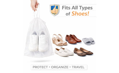 InfinitePack Large Transparent Shoe Bags for Travel, Portable Shoe Bags, Shoes Pouch Storage Organizer with Drawstring for Men & Women aClear Window Shoes Pouch with Rope - size: 12"x18"(100pcs)