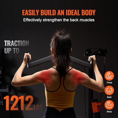 VEVOR LAT Pulldown Attachments, Cable Machine Rowing T-bar V-bar Tricep Pull Down Bar, Back Strength Training Rubber Coated Handle Grip, Bicep Curl Tricep LAT Pulldown Bar for Home Gym Fitness - size: 23x5.5x6.7"