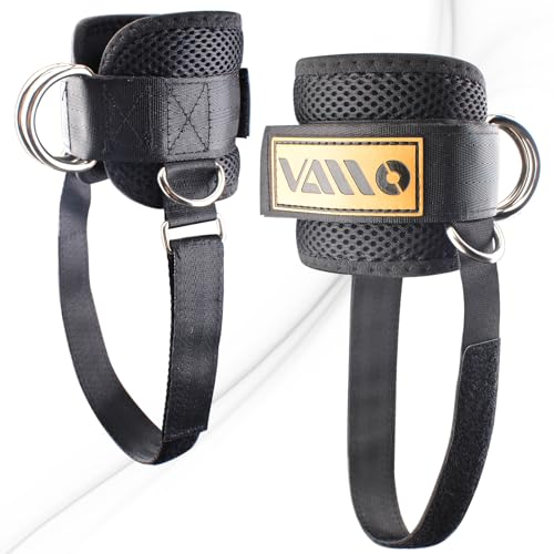VAIIO Ankle Straps for Cable Machines,Adjustable Comfort fit Neoprene, Reinforce Double D-Ring - Premium Ankle Cuffs to Improve Abdominal Muscles, Lift The Butts, Tone The Legs for Men & Women - color: Black - Adjustable
