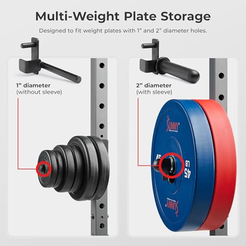Sunny Health & Fitness Power Cage Squat Rack Attachments for Home Gym | Strength Training, Expanded Workout Variety, Durable Construction, Secure Fit, Quick Installation, Versatile Exercise Support - style: Plate Holder