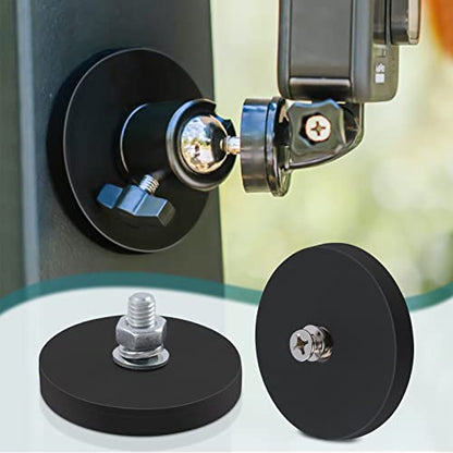 4Pcs Rubber Coated Magnets, 30LBS Bolt on Magnets with M6 Threaded Studs and Nuts, Strong Flag Neodymium Magnet Mount Base with Rubber Coating Non-Slip, Anti-Scratch for Light Bar and Add Mirrors - size: 1.6x0.23in M6-4pack