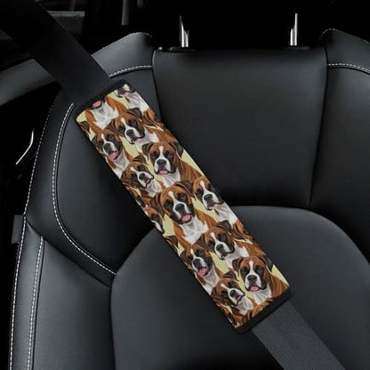 2 Pack Boxer Dog Car Seat Straps Shoulder Pads Universal Soft and Comfortable Seat Belt Cushion for Adults and Children, Stroller Pushchair High Chair - color: Pattern 1244