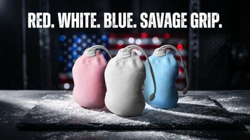 Literal Savage Patriotic Chalk Ball 3-Pack – Red White & Blue Refillable No Mess Magnesium Carbonate Chalk for Rock Climbing, Weightlifting, Gymnastics & Cross-training – 4th of July Set – 2.3 oz