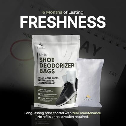 Shoe Deodorizer Pack of 2 - Linen Scent Odor Eliminator - Odor Absorber Air Freshener, Multi-Use for Shoes, Bags, Boots, Boxing Gloves, Gym Bag, Sneaker and Closet Deodorizer - Fragrance by Perfa