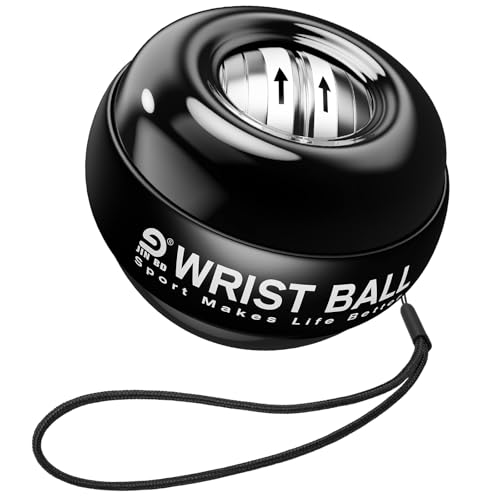 JIN BD Auto-Start Wrist Ball, Upgraded Gyroscopic Forearm Exerciser and Grip Trainer for Hand, Finger & Arm Strength Training, Wrist Strengthener with Storage Bag for Home Gym & Sports Fitness - color: Black Diamond (No Light)
