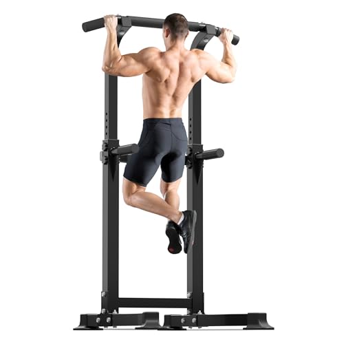 Outdoor Basic Power Tower, Pull Up Bar and Dip Station for Home Gym, 1400LBS Weight Capacity, Adjustable Height, Heavy Duty Steel Frame for Calisthenics, Strength Training Fitness Equipment - color: Power Tower Lite