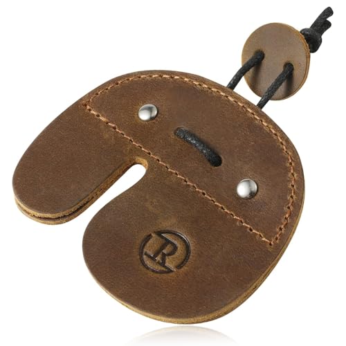 Leather Archery Finger Tabs,Handmade Archery Finger Guard for Shooting Practice Gear, Recurve Bow Fingers Tab - color: Brown