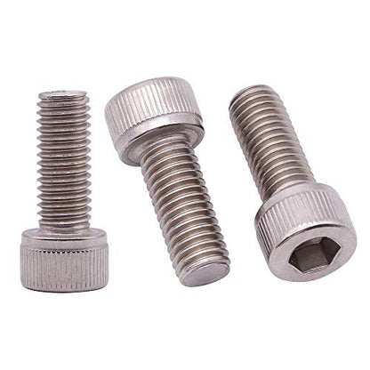 M6-1.0 x 10mm (50 Pack) Stainless Socket Head Cap Screws, 304 Stainless Steel 18-8, Plain Finish, Full Thread Coverage, by RoyceMart - size: M6-1.0 x 10mm