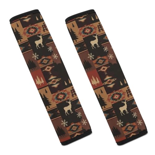 2 Pack Rustic Bear Deer Moose Farmhouse Aztec Car Seat Straps Shoulder Pads Universal Fit Neck Strap Covers for Adults and Children, All Vehicles, Pressure Relief - color: Pattern 834