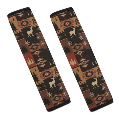 2 Pack Rustic Bear Deer Moose Farmhouse Aztec Car Seat Straps Shoulder Pads Universal Fit Neck Strap Covers for Adults and Children, All Vehicles, Pressure Relief - color: Pattern 834