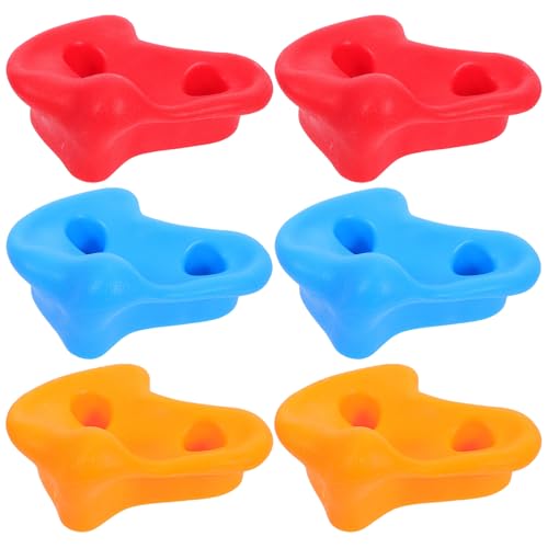 HOMSFOU 6pcs Rock Climbing Holds Set, Thickened Multi-Color Indoor and Outdoor Playground Climbing Attachments, Sturdy Wall Grips for Climber Training and Home Use