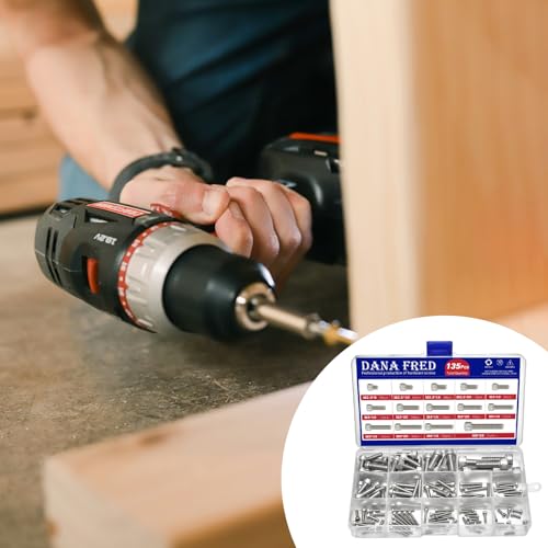 M2.5-M8 Hex Socket Head Cap Screw Metric Thread Hexagon Allen Machine Bolt 135Pcs M2.5 M3 M4 M5 M6 M8 304 Stainless Steel Metal Standard Fastener Hardware Assortment Set for Home Furniture Fastener