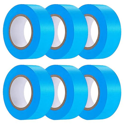 6 Pack Blue Flagging Tape, Non-Adhesive Plastic Ribbon Neon Marking Roll | 1"*600ft, Marking Tape for Tree Marking, Hunting, Boundaries and Hazardous Areas,Trail Marking - color: Blue