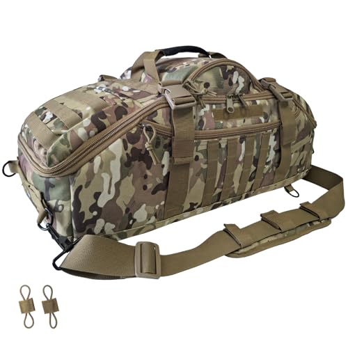 Hannibal Tactical 55L Large Duffle Bag, 3-in-1 Tactical Backpack MOLLE Pack for Sports, Gym, Outdoor - color: Camouflage, size: 55L