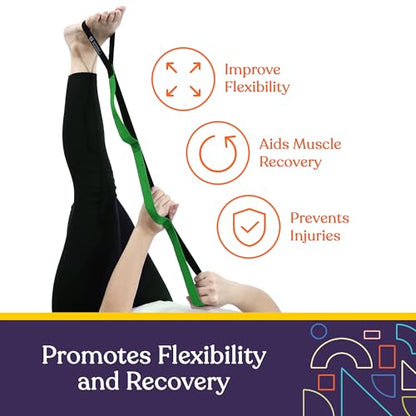 SPECIAL SUPPLIES Yoga Strap for Stretching, Stability Training, Fitness, Flexibility, Physical Therapy, Home Workout Equipment, Strength Training, and Pilates (Green)