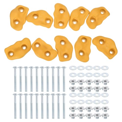 PATIKIL Climbing Rock Wall Grips Play Set Climber Attachments with Double Hole - color: Orange Red, size: C-Small