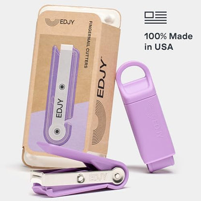 EDJY Fingernail Cutter - Precision Stainless Steel Nail Cutter for Fingernails | Sharp Blade, Ergonomic Design, Durable & Rust-Resistant | Ideal for Men and Women | Lilac - color: Lilac