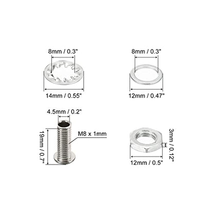 PATIKIL M8x19mm Round Head Hollow Screw Bolts, 4 in 1 / 40Pieces Through Hole Bolt Chandelier Fasteners with Hex Nut and Gasket - size: 19mm