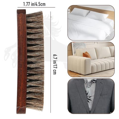100% Horsehair Brush Professional Premium Horsehair Shoe Brush Dauber Applicators for Leather Shoes Boots Coats Purses Soft Horsehair with Curved Wood Handle for Grip Leather Shine Polish (3pcs) - style: 7" Brush 3pcs