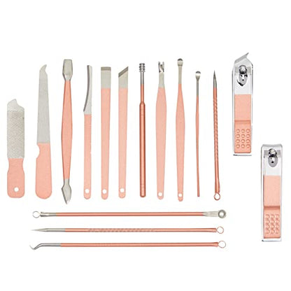 Okuna Outpost 23-Piece Manicure Pedicure Kit - Compact Travel Nail Kit - Precision Nail Clipper Set with File, Tweezers & Cuticle Trimmer - Ingrown Toenail Treatment Tools