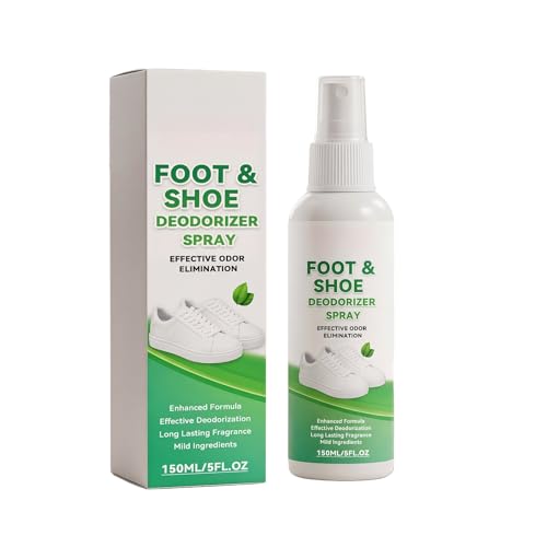 TREBIN Shoe Deodorizer Spray and Foot Odor Eliminator, Fast Acting Shoe Deodorant Spray, Liquid Odor Remover Spray and Shoe Freshener for Sneakers, Boots, All Footwear, 150ml/5oz, Lemon