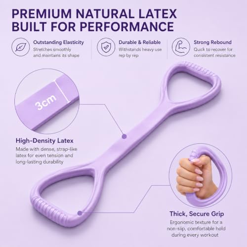 Upgraded Figure 8 Resistance Band with Handles, 35 lb Strong Stretch Exercise Band for Arms, Shoulders and Full-Body Workouts, Elastic Fitness Band for Women and Men