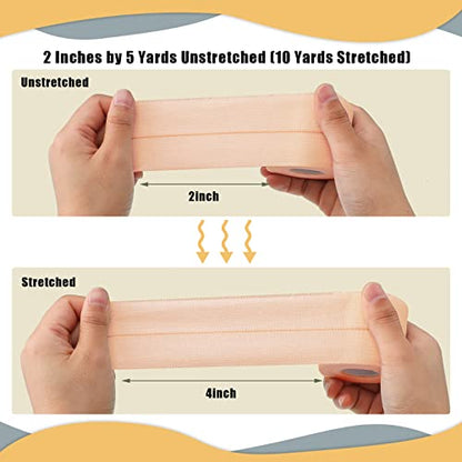 BBTO 4 Rolls Elastic Tape Adhesive Elastic Tape Self Adhesive Bandage Wrap Flexible Stretch Bandages for Sports Ankle, Knee and Wrist Sprains Animal Pets, 5 Yard(2 Inch in Width) - size: 2 Inch in Width