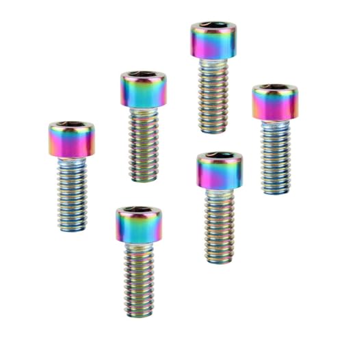 6Pcs Bike Screws M6x10 12 16 18 20 25 30 35mm Stainless Steel Socket Head Cap Allen Hex Bolt (Ranibow, M6 x10mm) - color: Ranibow, size: M6 x10mm